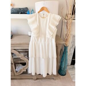 Emily McCarthy Chloe Dress in Linen White Women's Size Medium